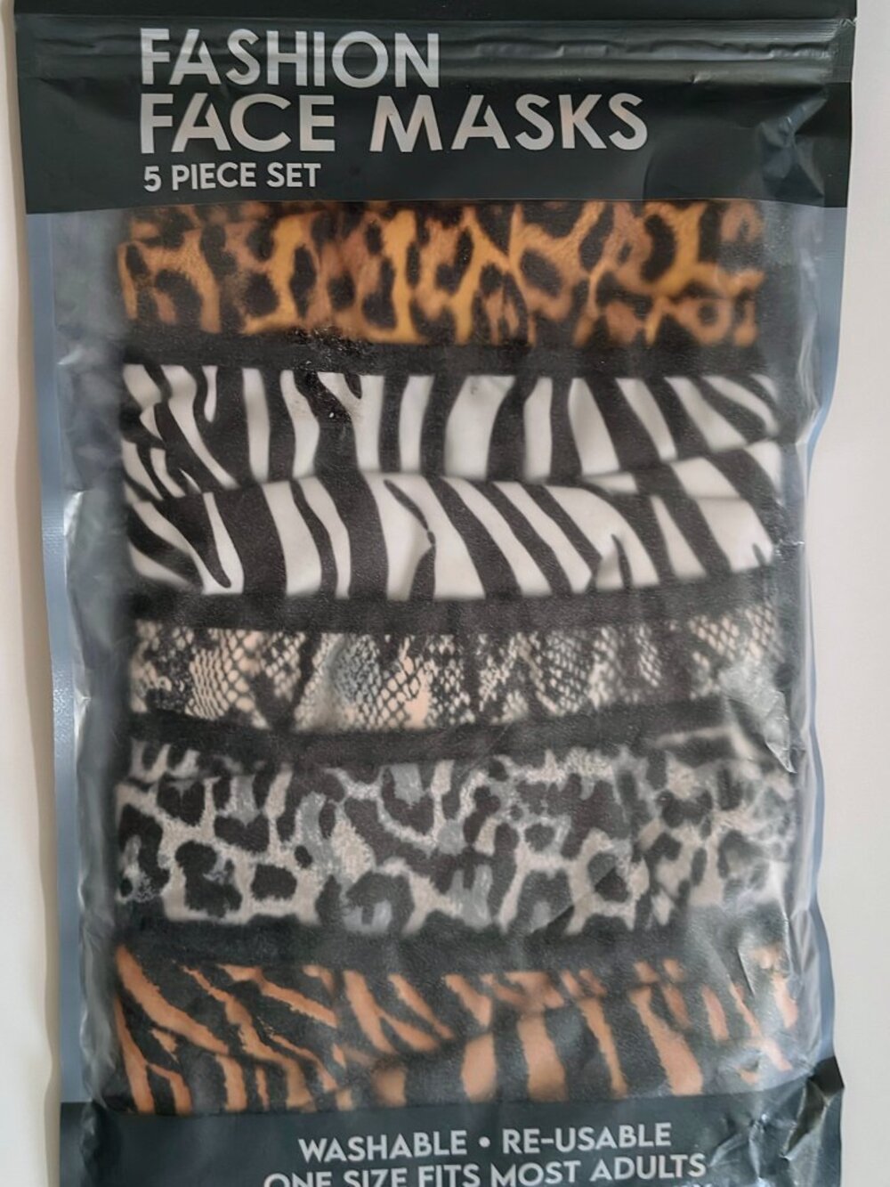 Animal Print Fashion Face Masks 5 Piece Set